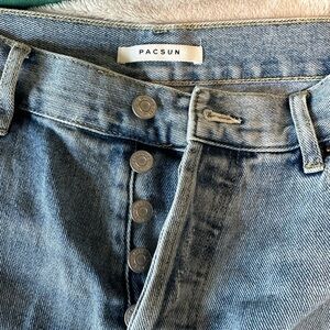 PacSun Blue Jeans with Classic Styling and Distressed Finish